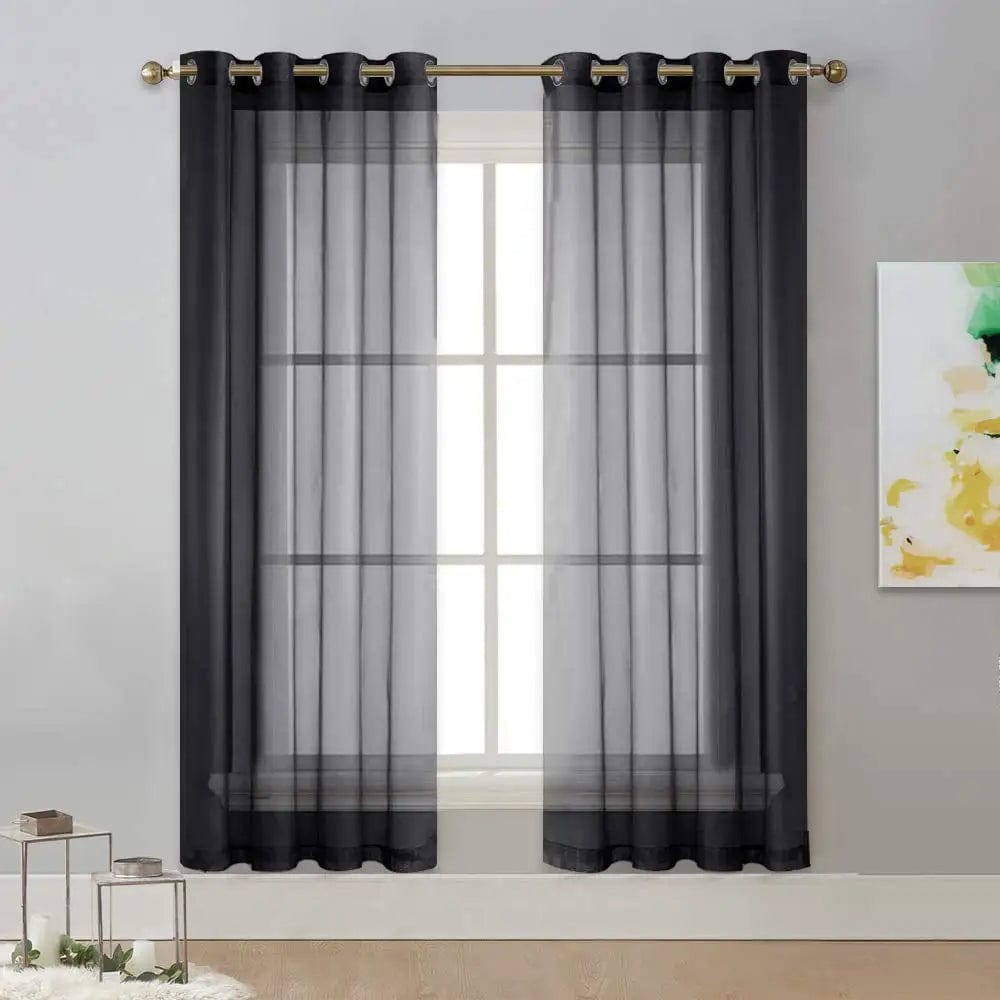 Voilage noir fin 140 x 110cm / Oeillets L'atelier Rideau