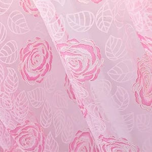 Voilage rose à motifs roses 145cm x 250cm / Crochets L'atelier Rideau