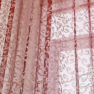 Voilage rouge à motifs floral 145cm x 250cm / Crochets L'atelier Rideau