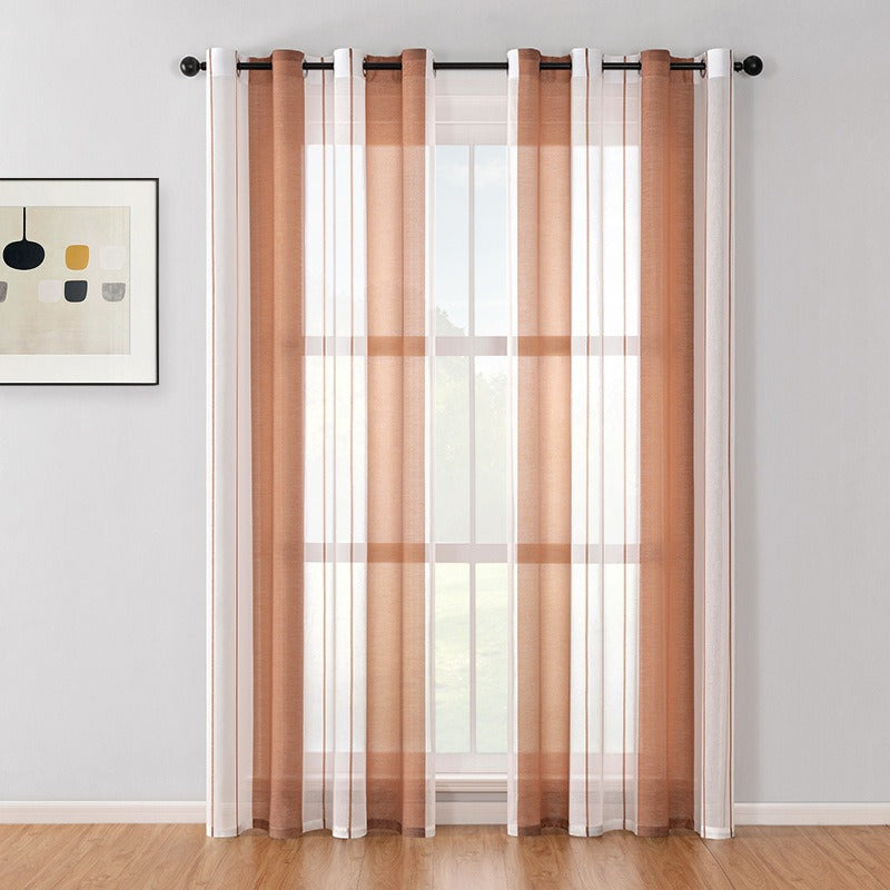 Voilage salon coloré élégant Beige / 100cm x 100cm / Passe-tringle L'atelier rideau